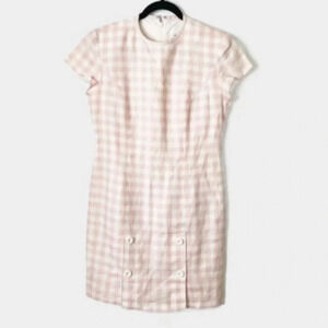 Chetta B Pink White Gingham Dress Size 4